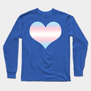 Ombré transgender colours and white swirls doodles heart Long Sleeve T-Shirt